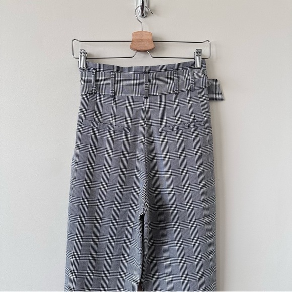 ZARA Plaid Pleated High Waist Paperbag Pants Belt (Size:XS) - Picture 7 of 10
